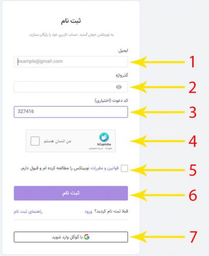 مراحل ثبت نام نوبیتکس